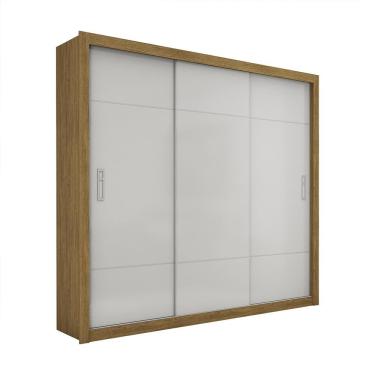 Imagem de Guarda Roupa Roupeiro Lotse 3 Portas De Correr 4 Gavetas Carioca Cinamomo Off White
