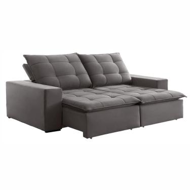 Imagem de Sofá Retrátil E Reclinável Paris Veludo Cinza 230cm