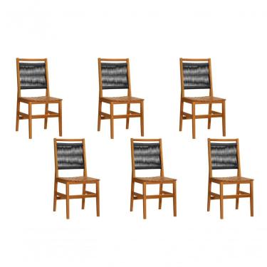 Imagem de Kit 6 Cadeiras Rebeca Madeira Macica Eucalipto Enc Corda Nautica Cor:preta