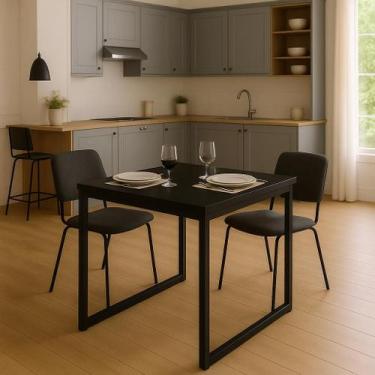 Imagem de Mesa de Jantar Quadrada 80x80cm Industrial - Base Metalon Reforçada e 