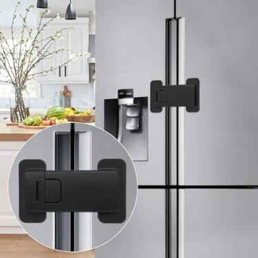 Imagem de Fechaduras de geladeira francesas para crianças, 1 pacote com trava de geladeira para bebês, trava de freezer à prova de animais de estimação/criança, trava de armário com adesivo 3M, sem ferramentas