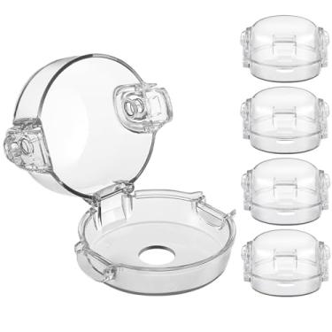 Imagem de Capas de segurança para manípulos de fogão, com diâmetro inferior a 6 cm, proteção de segurança de aderência dupla, destrave com mão de adulto, trava de pressão para fogão a gás, capas de botão de