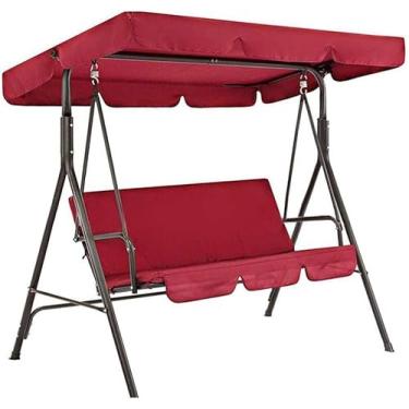 Imagem de Substituição Do Assento Da Cadeira De Balanço De Jardim à Prova De Chuva Ti-uv Protetor De Poeira Para Assento De Balanço 2 & 3 Lugares Tamanhos Tampa Superior De Rede, Red, 195x125x15cm