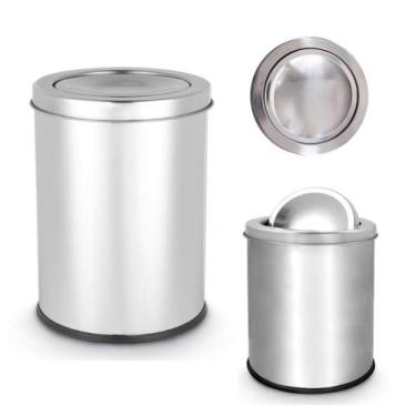 Imagem de Lixeira 12 Litros Balde Aço Inox Com Tampa Basculante Multiuso Grande 