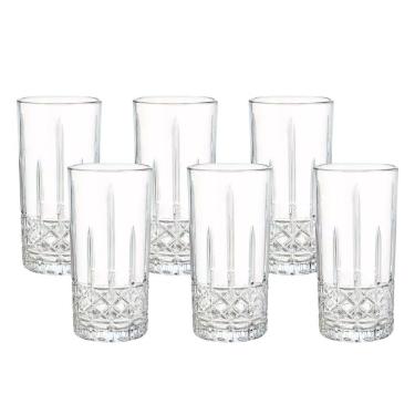 Imagem de Jogo 6 Copos Vidro Lily Alto-relevo Long Drink 280ml - Lehaví