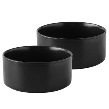 Imagem de Welloyed Conjunto de 2 tigelas de cerâmica para cães – tigela clássica de comida e água para cães de raças pequenas e médias, pratos antiderrapantes resistentes para cães, tigela para animais de