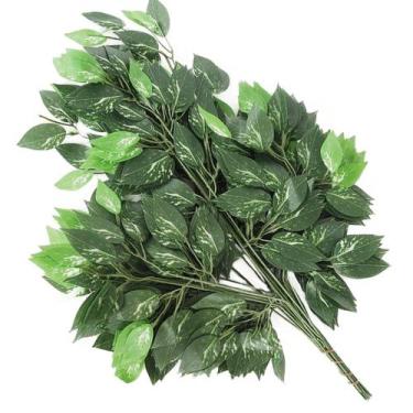 Imagem de Kit 84 Ramos Decoração Arranjo Fícus Artificial Verde 14 Galhos Cada 6