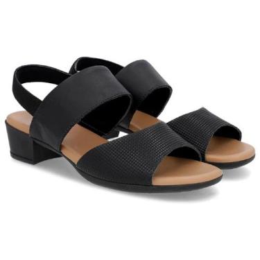 Imagem de Sandália Usaflex Salto Bloco 4cm Couro Elástico no Calcanhar, Preto, 3