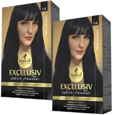 Imagem de Kit 2 Coloração Creme Permanente Excllusiv Color Pratic Preto Azulado 