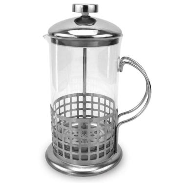Imagem de Cafeteira Francesa French Press Em Inox Decorado E Vidro Borosilicato 350ml - Luxo Para Café E Chá