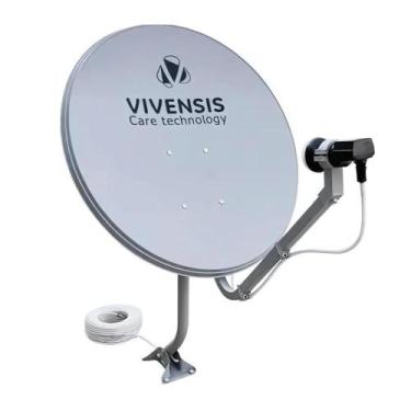 Imagem de Kit Antena Parabolica 60cm Vivensis Com Cabo E Lnbf