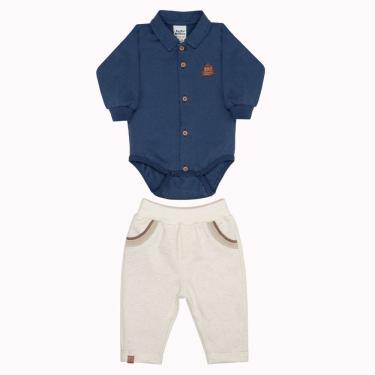 Imagem de Conjunto Bebê Malha Estiloso 2Pçs Azul Marinho -Sonho Mágico