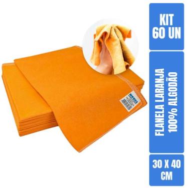 Imagem de Flanela Laranja 30x40 Para Limpeza Geral - 60 Unidades - Neves