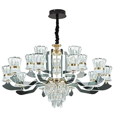 Imagem de Lâmpada suspensa, lustre de cristal moderno, lustre de cristal de luxo, lustre de cristal K9, luminárias de teto de cristal, montagem embutida perto da iluminação de teto para sala de jantar, quarto