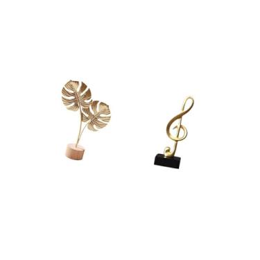 Imagem de Fenteer Escultura Nórdica Abstrata de Folha de Metal E Nota Musical, Estatueta Criativa de Resina, Ornamento de Mesa para Festa em Casa, Peça Central de Mesa,