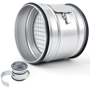 Imagem de LEIFIDE Filtro de duto redondo em linha de 15 cm Sistema purificador de filtragem classe G4 com filtros de ventilação de malha de aço para purificação de poeira Mangueira de ventilação flexível rígida