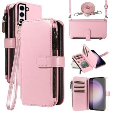 Imagem de Asuwish Capa de celular para Samsung Galaxy S23 5G com protetor de tela de vidro temperado e cordão com zíper carteira porta-cartão suporte acessórios de celular S 23 23S GS23 G5 SM-S911U 15.5 cm