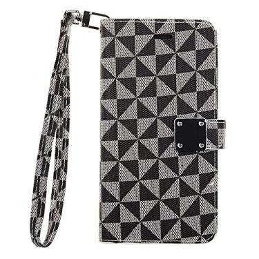 Imagem de Capa de celular Cube para Apple iPhone 8/7/6s/6, White & Black Modern Canvas Wallet Case with TPU Cover