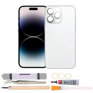 Imagem de Substituição de vidro da capa traseira compatível com iPhone 14 Pro Max de 6,7 polegadas com kits de ferramentas de reparo (prata)