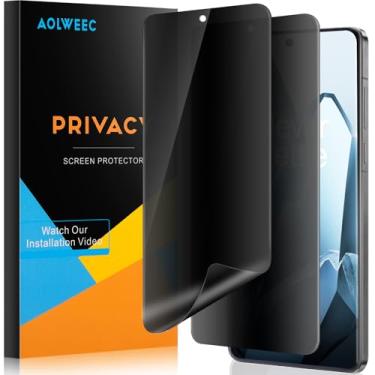 Imagem de AOLWEEC [Pacote com 2] Protetor de tela de privacidade OnePlus 13, compatível com capas, anti-espião, suporte ultrassônico de impressão digital, filme flexível totalmente adesivo para OnePlus 13 5G