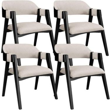 Imagem de Kit 4 Cadeiras Sala De Jantar Estar Living Estofada Suran L02 Preto Li
