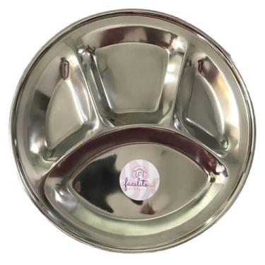 Imagem de Petisqueira de Inox 30x2,5cm - com 4 divisórias - MX-3030 - ds