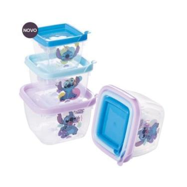 Imagem de Conjunto 3 Potes De Plástico Conect Quadrado Stitch