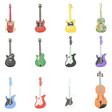 Imagem de UR URLIFEHALL 24 peças, 12 estilos, pingentes de guitarra acrílica para fazer joias, pingentes coloridos de instrumentos musicais para brincos, colar, pulseira, artesanato DIY