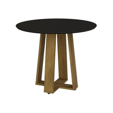 Imagem de Mesa De Jantar Redonda 103cm Multimóveis Cr50043 Carvalho/preta Carvalho/preto
