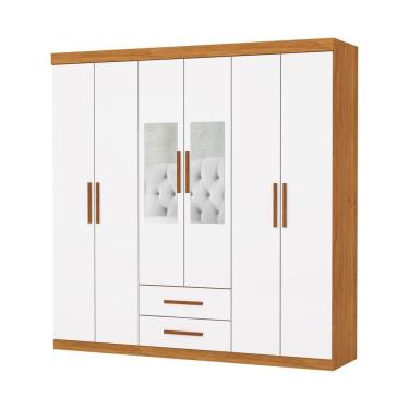 Imagem de Guarda Roupa Aries 6 Portas Com Espelho E Sem Pe Carioca Moveis Cinamomo/neve