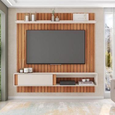 Imagem de Painel Tv 75 Pol 180cm Bancada Suspensa Ripado Eluni C01 - D'rossi Bur