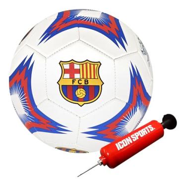 Imagem de Icon Sports Bola de futebol oficial FC Barcelona Led Light - FCB184LBL branca tamanho 5