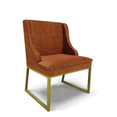 Imagem de Cadeira Sala De Jantar Industrial Dourado Liz Sintético Pu D03 - D`rossi Cor Nozes