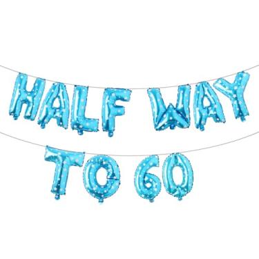 Imagem de Faixa de balão multicolorida Halfway To 60 - Banner Happy 30th Birthday Party - Decorações e suprimentos para festa de 30º aniversário - Decorações de aniversário de 30 anos de casamento (HALFWAY TO