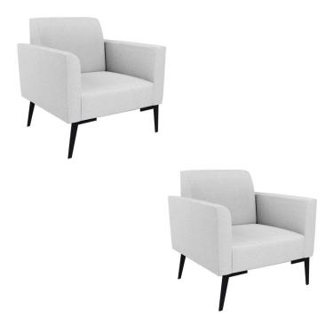 Imagem de Kit 2 Poltronas Pés Villach Marisa Linho D03 - D\'rossi Cor A05 Cinza