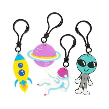 Imagem de Chaveiros divertidos com clipe de mochila para espaço sideral - (pacote com 12) - designs variados, perfeitos para lembrancinhas de festa, recompensas de sala de aula ou presentes com tema espacial,