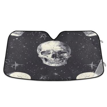 Imagem de SEHANY Esqueletos góticos engraçados para para-brisa, protetor solar dobrável, protetor de viseira de sol bloqueia os raios UV para manter o veículo fresco protetor de viseira para carro caminhão SUV