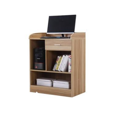 Imagem de Suporte de madeira para pódio, púlpitos para igrejas modernas, pódio com 1 gaveta e 3 áreas de armazenamento abertas, suporte de pódio portátil para igreja com defletor para escolas, escritórios