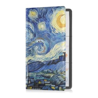 Imagem de JUZIHAI Caixa de luvas The Starry Night Art para registro de carro e seguro organizador de couro veículo essencial para documentos, carteira, acessórios