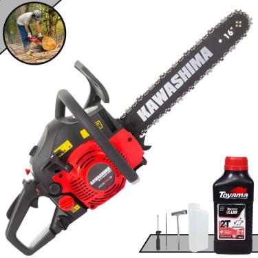 Imagem de Motosserra Profissional Kawashima KCS 420-S À Gasolina 2T 42cc Alta Potência Com Carcaça de Alumínio e Sistema Antivibratório + ÓLEO TOYAMA EXTRA