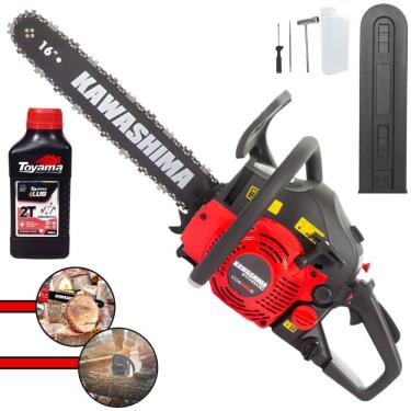 Imagem de Motorsserra Kawashima KCS-420S À Gasolina Motor 2T 42cc Motosserra Com Sabre 16’` de Fácil Manuseio Ideal Para Todos os Trabalhos + 1 ÓLEO TOYAMA 2T