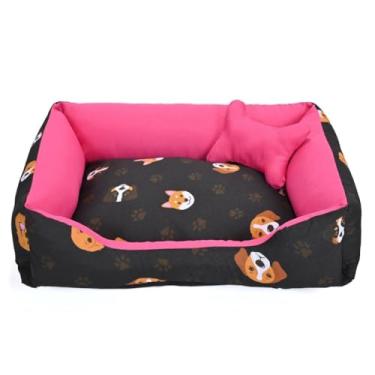 Imagem de Cama Pet para Cachorro e Gato Média | Confortável, Lavável e Impermeável | Zíper e Enchimento Removível(Dog Pink)