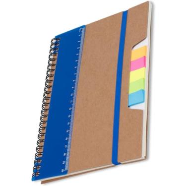 Imagem de Mini Caderno Kraft com 70 Folhas Pautadas, Blocos Adesivos Coloridos, Disco Rotativo dos Dias da Semana, Caneta Azul em Papelão Reciclado (Caderno A5 Azul)