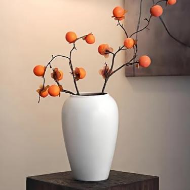 Imagem de Vaso de cerâmica branca, 27,4 cm de altura, minimalista, nórdico, japondi, rústico, vintage, moderno, feito à mão, vasos grandes para mesa, casamento, sala de estar, estante de livros, escritório