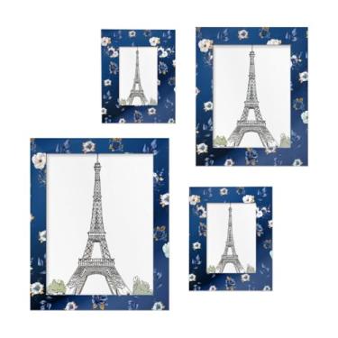 Imagem de cfpolar Moldura de madeira de 20 x 25 cm, moldura de madeira com flor azul, serve para 12 x 18 cm com tapete ou 20 x 25 cm sem tapete, para exibição de fotos para parede ou mesa, mesa, galeria, sala