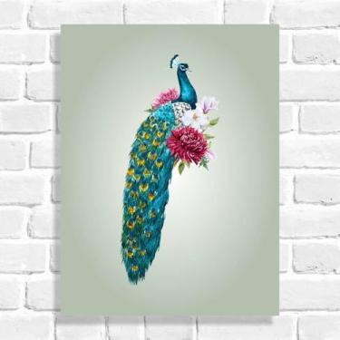 Imagem de Quadro Decorativo Pavão com Flores - Arte Aqui, 20x30cm