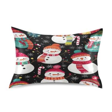 Imagem de Blueangle Linda fronha de cetim boneco de neve para cabelo e pele, fronha de seda, tamanho Queen (50,8 x 76,2 cm) - Capas de almofada de cetim refrescantes com fecho de envelope (567)