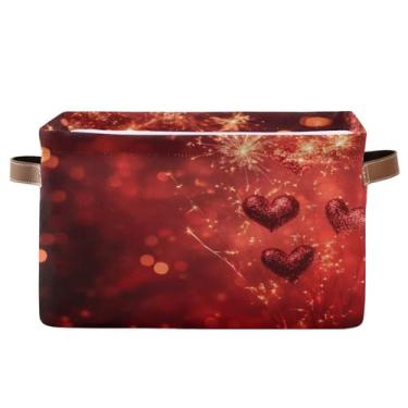 Imagem de Blueangle 1 caixa de armazenamento retangular para fogos de artifício dos namorados, 38 x 28 x 24 cm, cesta organizadora dobrável para decoração de casa (257)