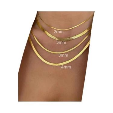 Imagem de Colar Choker Unissex De Aço Inoxidável Dourado À Prova d'Água Com Corr