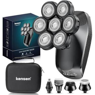 Imagem de Barbeadores de cabeça 7D para homens carecas, barbeadores de cabeça careca 5 em 1 para homens, presente de Natal, aparador de pelos e barba, à prova d'água, IPX6, com estojo de viagem, barbeador de